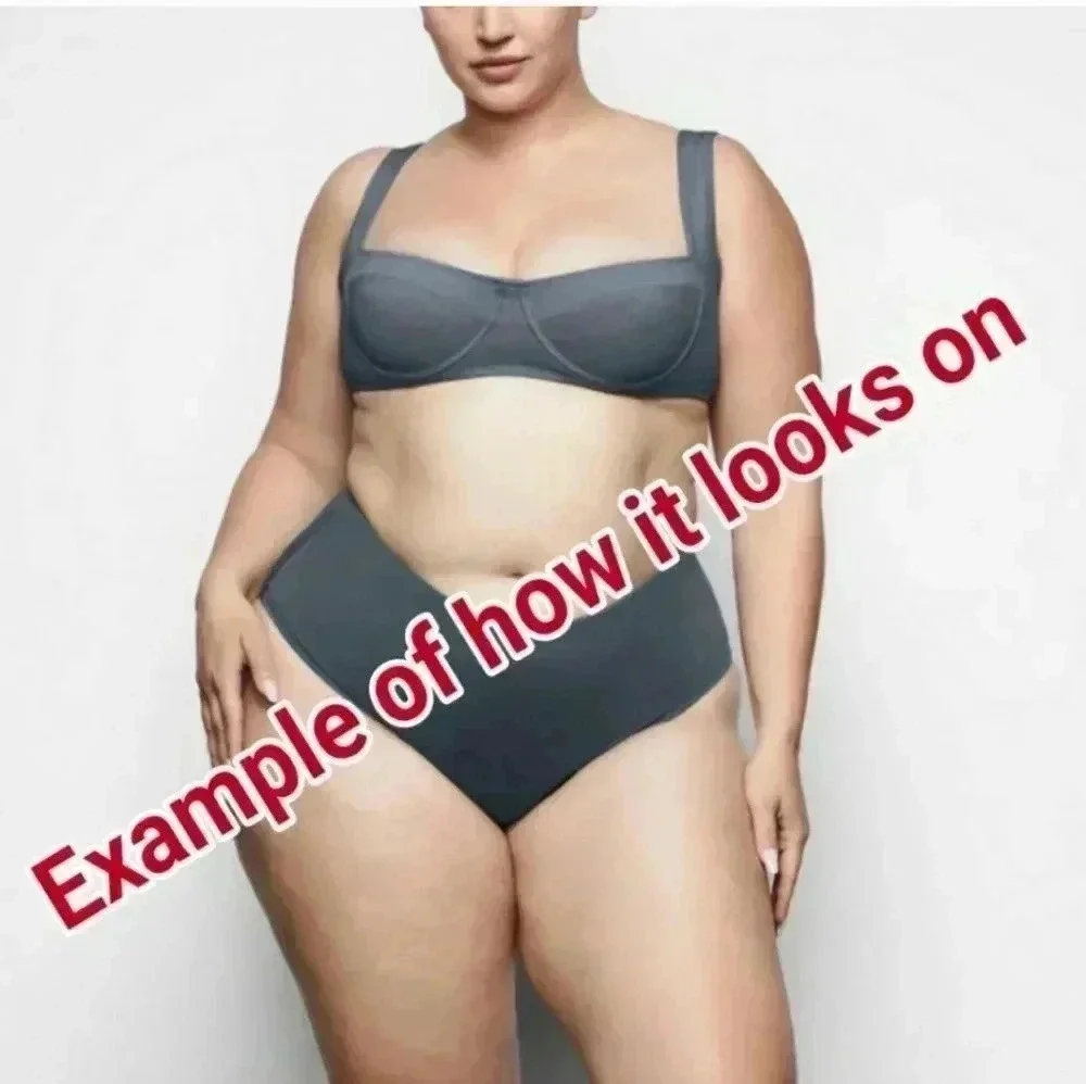 NWT SKIMS Shaping Swim Unlined Underwire Bikini Top Onyx 4X
